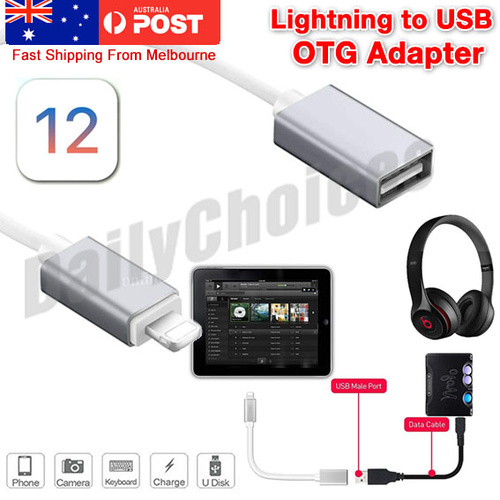 iOS12 Lightning to USB Camera Adapter OTG Cable for Genuine Apple iPad iPhone