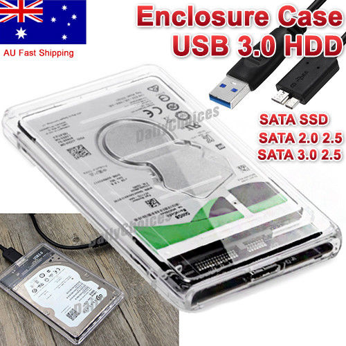 USB SATA External 2.5" inch HDD SSD Hard Drive Enclosure Disk Case Box PC AU