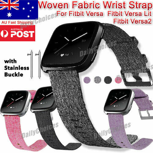 Sport Woven Fabric Wrist Band Strap Classic Buckle For Fitbit Versa 2/ Lite