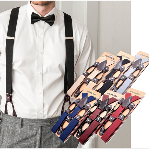 Premium Leather Y-Braces Suspenders for Men - Stylish and Adjustable Trousers Support