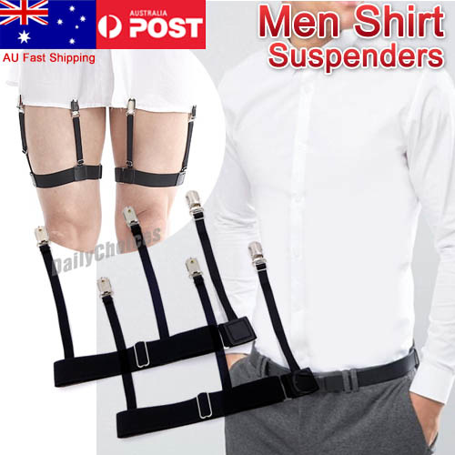 2x Men Shirt Stays Holder Garters Suspenders Military Uniform Non-slip Locking