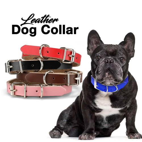 Adjustable Leather Pet Collar for Dog Puppy Cat - High-Quality Neck Strap for Comfort and Style
