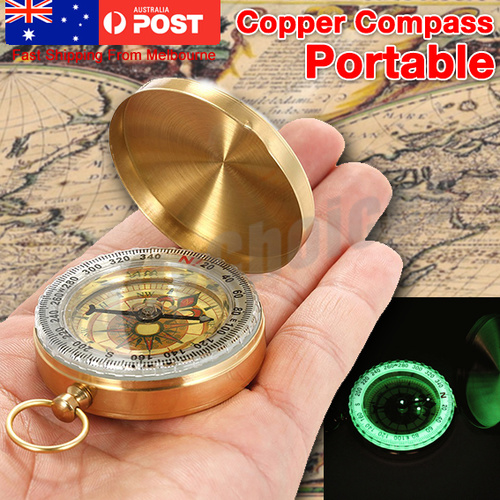 Portable Classic Brass Survival Camping Compass Outdoor Hiking Pocket Watch Map