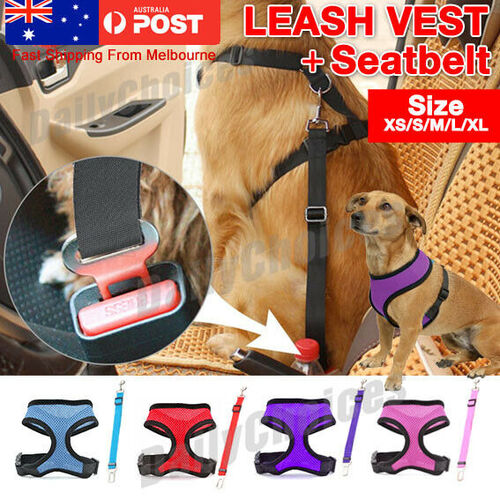 Pet Dog Cat Puppy Soft Leash VEST Mesh Breathe Adjustable Harness Braces Clothes [Colour: Purple] [Package: With Seatbelt] [Size: XS]