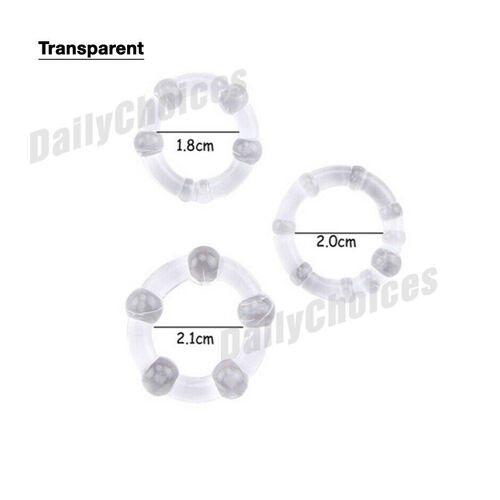 Black Clear Beaded Triple Cock Ring Kit Cockrings Stay Hard Sex Toy 3 Sizes AU