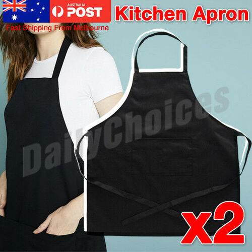 Plain Apron Bib Washable Pocket Butcher Waiter Chef Kitchen Cooking Craft
