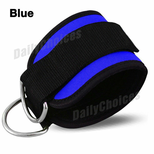 Weight Lifting Ankle D-Ring Pulley Cable Attachment Gym Leg Strap Black Blue Red