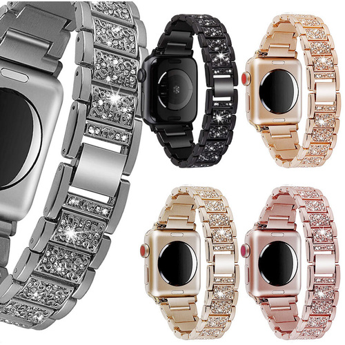 Bling Stainless Steel Strap for Apple Watch Band Series 7 SE 6 5 4 - Elegant and Stylish for Ladies