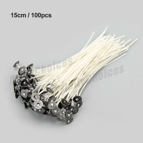 100pcs Candle Wicks Low Smoke Pre Waxed Wick with Tabs Sustainers Cotton Core AU