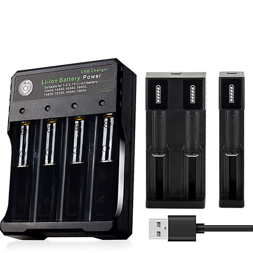 Smart Battery Charger with LED Display - Suitable for 4.2V/3.7V Rechargeable Batteries (3 or 4 Slots)