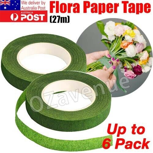 2 Rolls Wedding Florist Craft Stem Wrap Floral Paper Tape Waterproof Green 27M