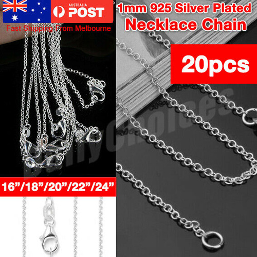 925 Silver Plated 1MM Classic Snake Necklace Chain Wholesale Bulk Price 16"-24"