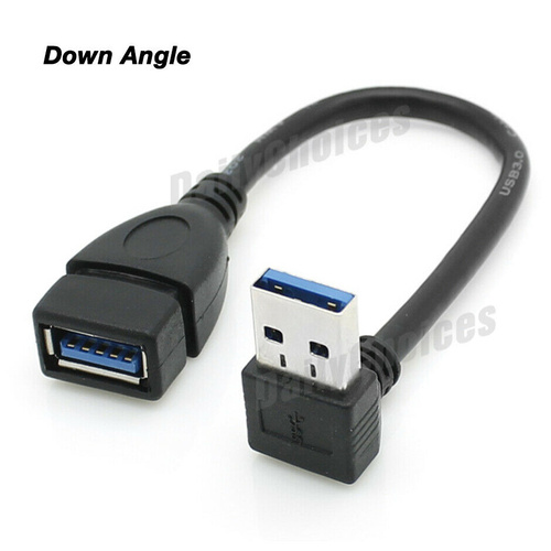 USB 3.0 Type A 90 Degree Left Right Angle Extension Cable Male to Female Adapter