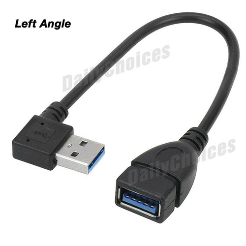 USB 3.0 Type A 90 Degree Left Right Angle Extension Cable Male to Female Adapter [Model: Left Angle]