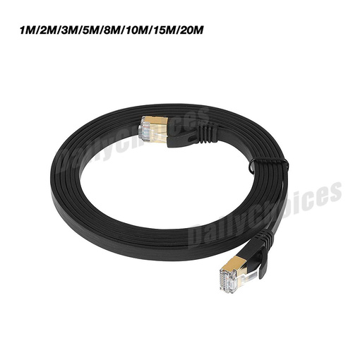 5/10/20M CAT6 CAT7 RJ45 Cord Ethernet Network Lan Flat Shielded Cable Patch Lead