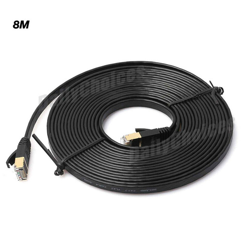 5/10/20M CAT6 CAT7 RJ45 Cord Ethernet Network Lan Flat Shielded Cable Patch Lead [Cable Length: 8M]