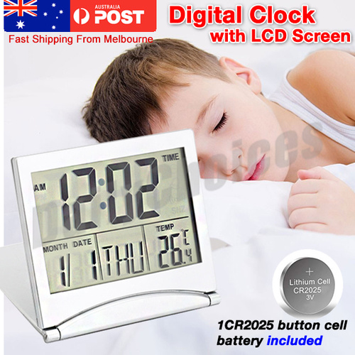 Home Digital LCD Screen Travel Alarm Clocks Desk Thermometer Timer Calendar
