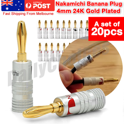 20X Nakamichi 24K Gold Plated Speaker Cable Wire Connector Banana Plug