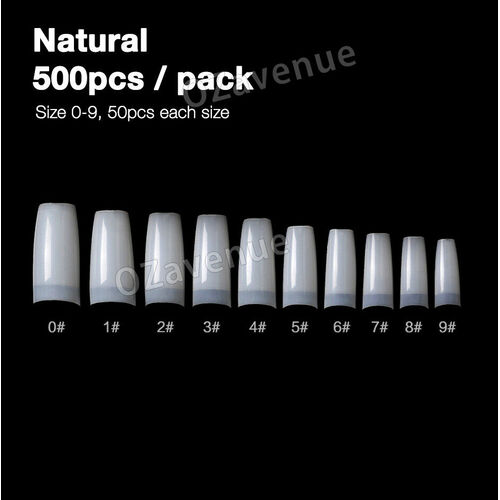 500Pcs Fake French Nail Tips White Clear Stiletto False Gel Pointy Art Acrylic [Colour: Natural]