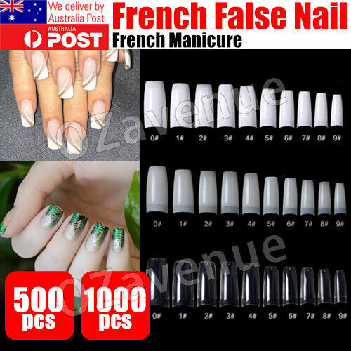 500 1000 Fake French Nail Tips White Clear Stiletto False Gel Pointy Art Acrylic