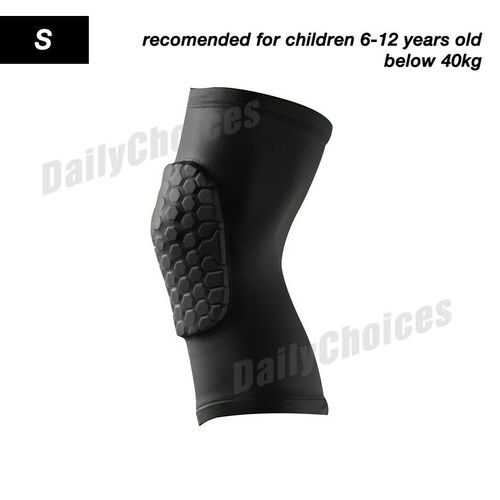 Youth Pad Honeycomb Leg Support Knee Sleeve Brace Sports Support Basketball 3A [Size: S] [Package: X2]