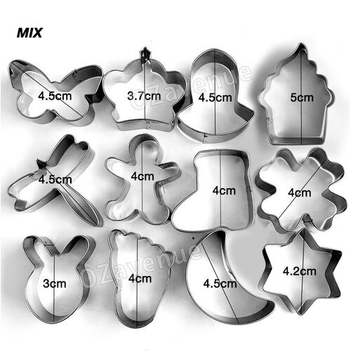 12 pcs Biscuit cookie Cutter set star round flower heart shape cutters mould DIY