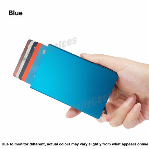 RFID Blocking Aluminum Slim Wallet ID Credit Card Holder Case Protector Purse OZ [Colour: Blue] [Package: 1x]