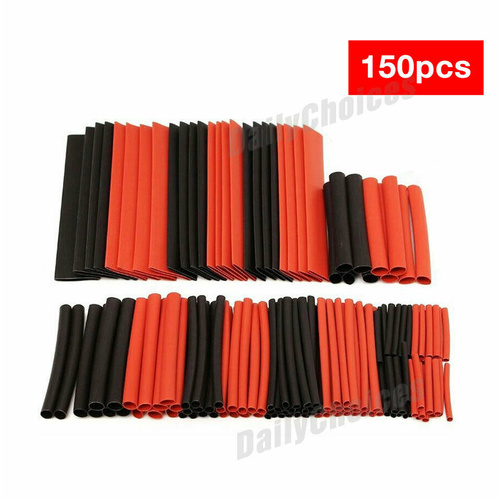 150 PCS Heat Shrink Heatshrink Wire Cable Tubing Tube Sleeving Sleeve Wrap Black
