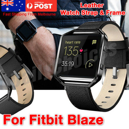 Watch Strap for Fitbit Blaze Band with Frame leather Replacement Link Wristband