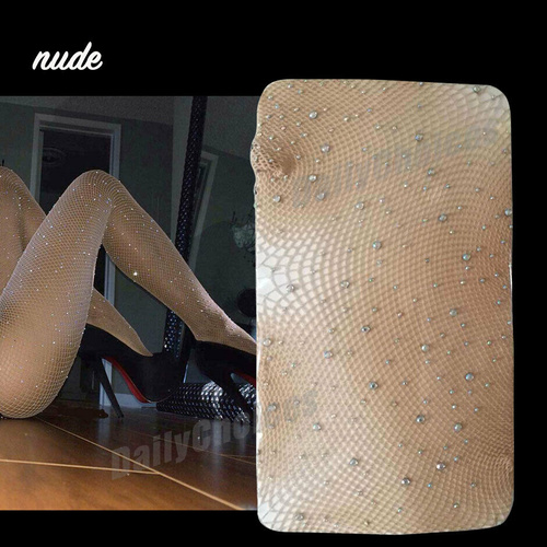 Women Sexy Crystal Rhinestone Fishnet Net Mesh Socks Stockings Tights Pantyhose