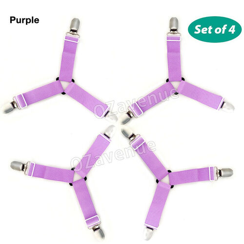 Bed Sheet Grippers Adjustable Mattress Holder Fastener Clips Straps 4 Pack AUS [Colour: Purple] [Package: 1set (14pcs)]