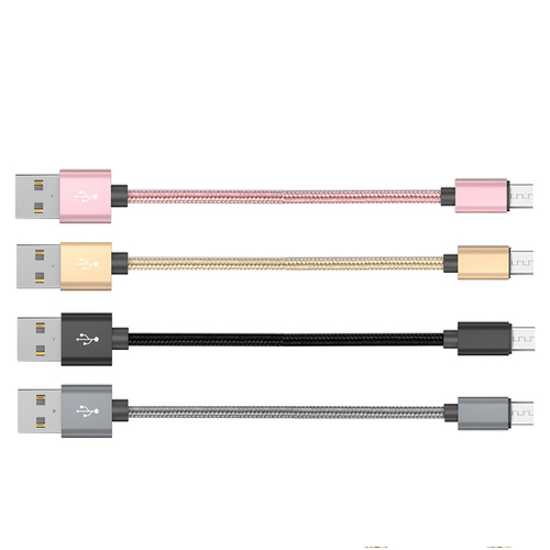 20cm Short Braided Micro USB Cable - Fast Sync Charging and Data Transfer Cable