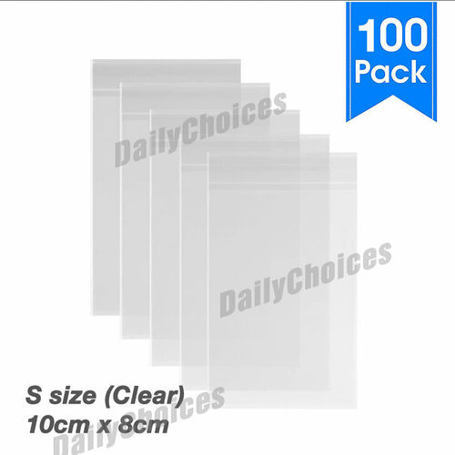 Plain Clear Lolly Bags self-adhesive cello lollies candy treats bulk cellophane [Item Height: M size 13x10cm (Clear)] [Package: 200pcs]