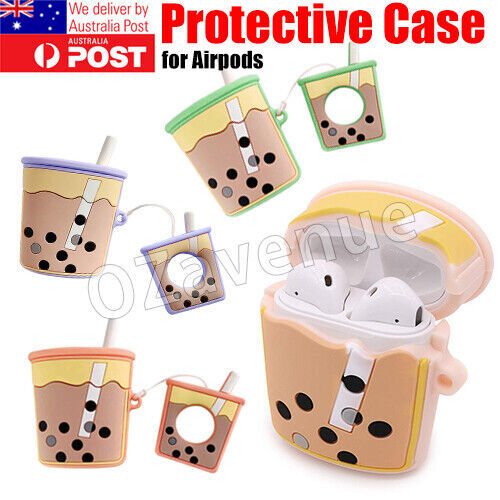 2X Cute Milk Tea Silicone Airpod Protective Case Cover Skin For Apple Airpods1 2