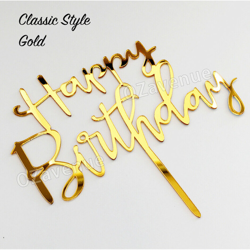 Happy Birthday Cake Topper Glod Silver Glitter Party Parties Event Decorations