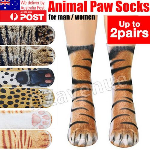 Unisex 3D Printed Funny Kids Animal Paw Socks Crew Men Hoof Women Cotton Tube
