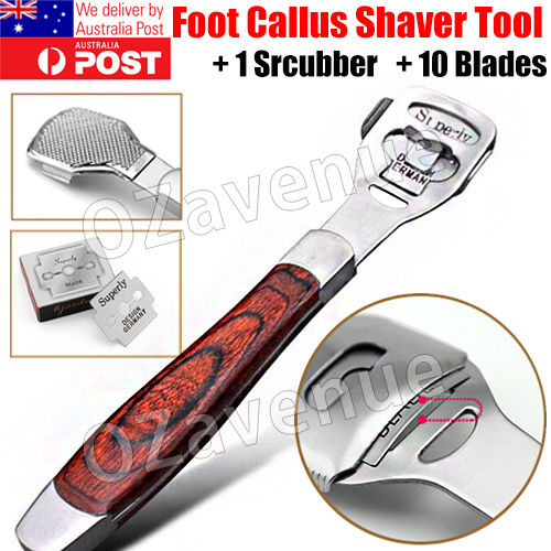 Foot File Hard Skin Remover Callus Shaver Corn Cutter Tool Pedicure + 10 Blades