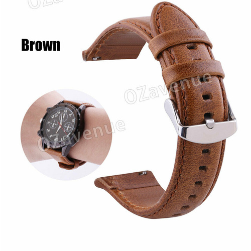 Universal Retro Genuine Leather Wrist Watch Band Strap Replacement 20mm AU