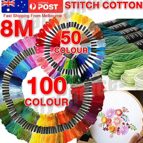 100 Colorful Egyptian Cross Stitch Cotton Sewing Skeins - Embroidery Thread Floss