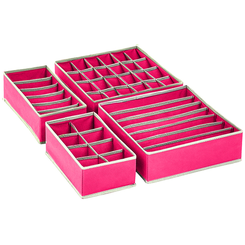 4pcs Foldable Storage Box Bra Underwear Closet Organizer Drawer Divider Kit