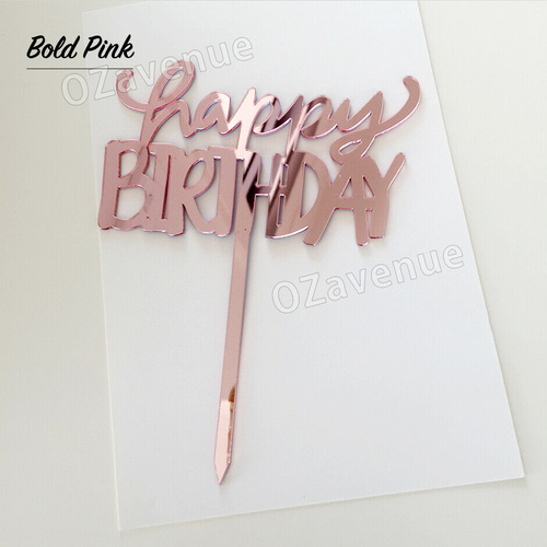 Happy Birthday Cake Topper Glod Silver Glitter Party Parties Event Decorations