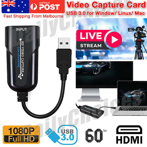 	Video Capture Card Device HD 1080P HDMI to USB 2.0 for Live Streaming Camera PS