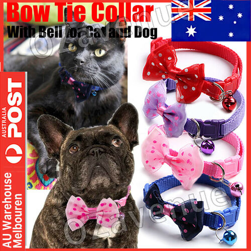 Bow Tie Cat Dog Kitten Collar with Breakaway Safety Release Buckle 20-33cm Bell