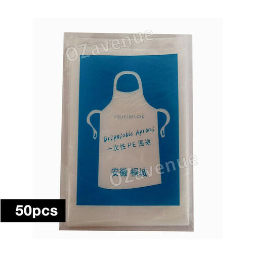 UPTO100X Disposable Aprons Waterproof Oil Proof Kitchen Cleaning Plastic Apron