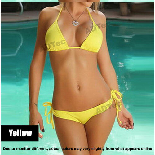 Ladies Sexy Triangle Bikini Padded Halter Top Bottom Swimwear Set AUS