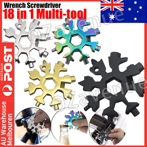 18 in 1 Stainless Multi-tool Snowflake Spanner Keychain Wrench Screwdriver