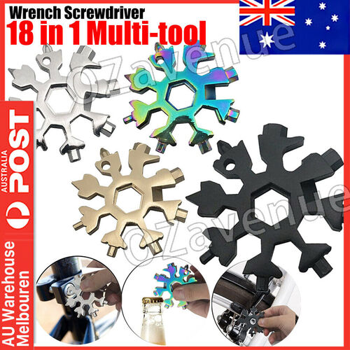 18 In 1 Stainless Tool Multi-Tool Portable Snowflake Shape Key Chain Screwdriver