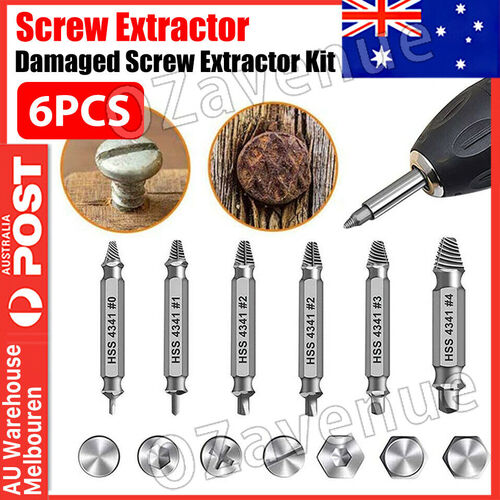 6Pcs Damaged Screw Extractor Remover Easy Out Broken Drill Bits Guide Set MEL