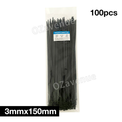 Cable Ties ZipTie Black Nylon UV Stabilised Plastic Electrical Wire Bundle Bulk
