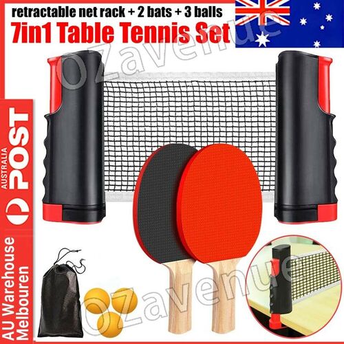 Table Tennis Kit Ping Pong Bats Balls Net Set Retractable Portable Sports Indoor